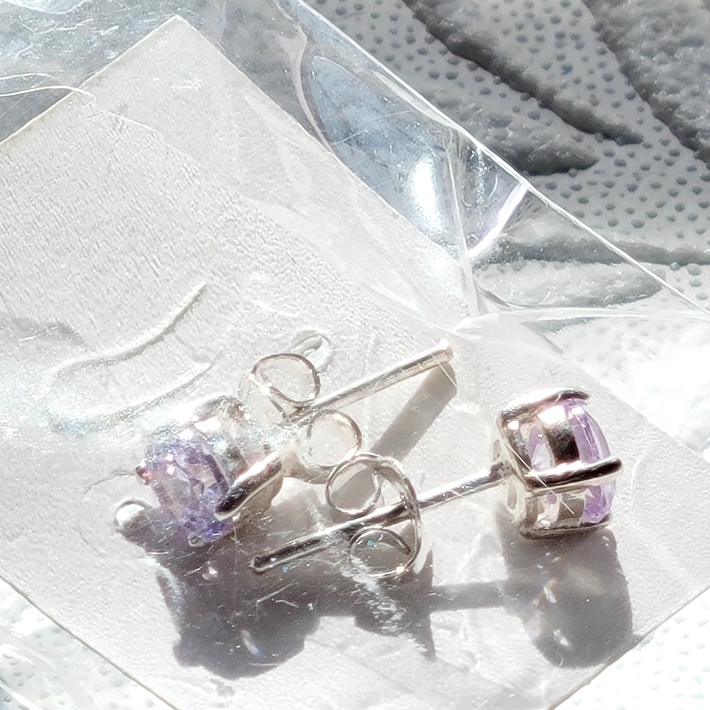 .925 Gemstone Stud Earrings Unisex - Picture 2 of 4